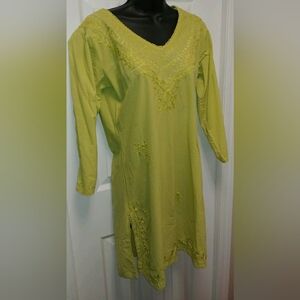 Zolena embroidered neck tunic top